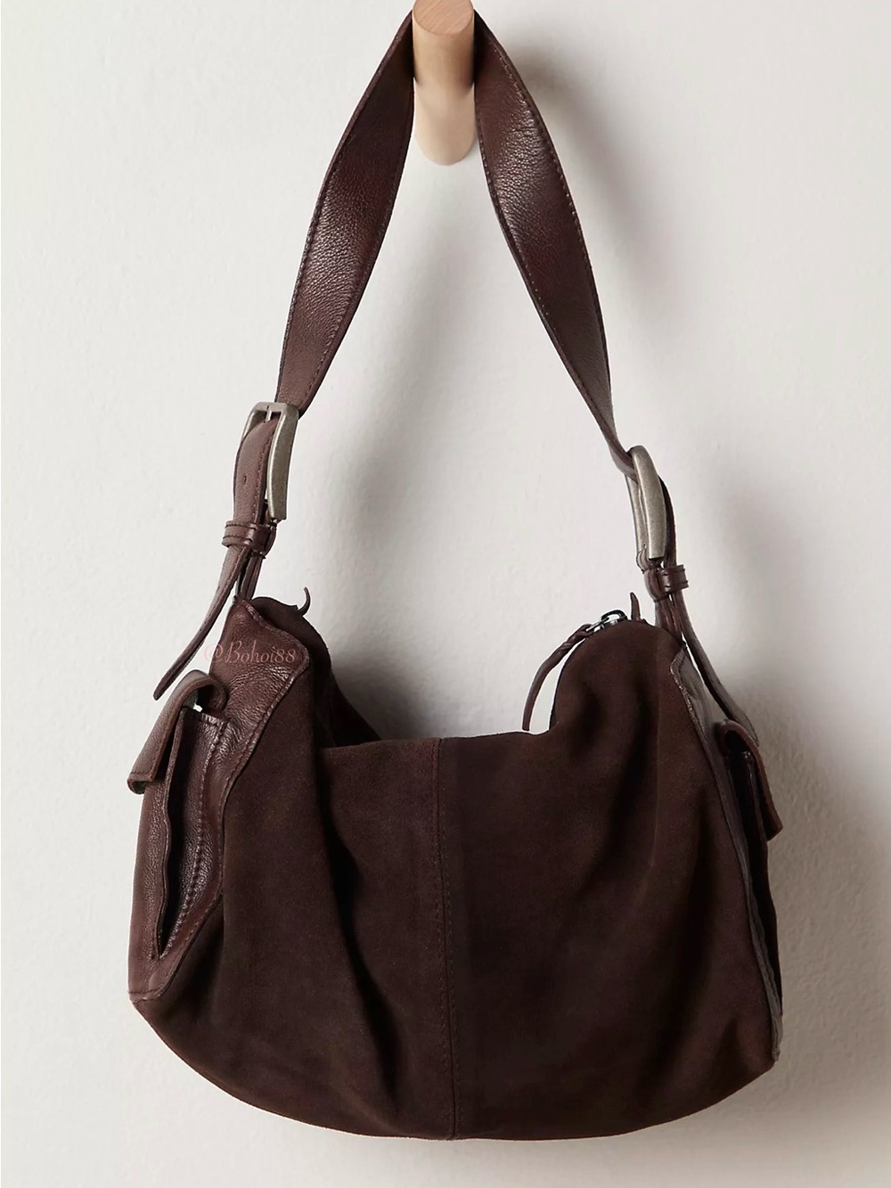 NWT Free People Boxy Shoulder Bag Leather Suede - Picture 2 of 13
